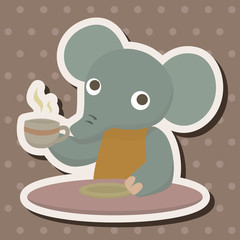 animal elephant having afternoon tea theme elements