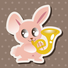 animal rabbit playing instrument cartoon theme elements