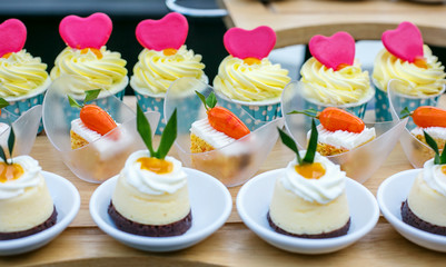 Small and cute wedding luxury dessert on reception