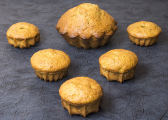 Carrot cupcakes on a blue background