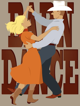 Barn Dance Poster With Couple Dancing Polka
