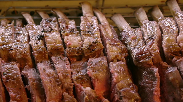 Lamb Chop Racks Cut and Ready To Serve Smooth Dolly Motion.