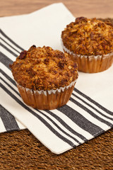 Crunchy Granola Peach Muffins with Butter Pecan Toppings