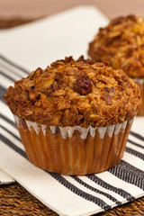 Crunchy Granola Peach Muffins with Butter Pecan Toppings