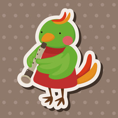 animal bird playing instrument cartoon theme elements