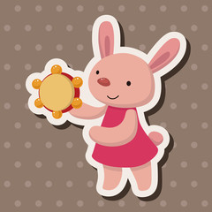 animal rabbit playing instrument cartoon theme elements