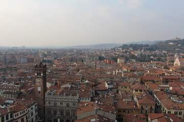 Fototapeta na wymiar Verona city view from Torre dei Lamberti, Italy