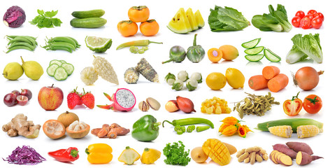 set of fruit and vegetable on white background