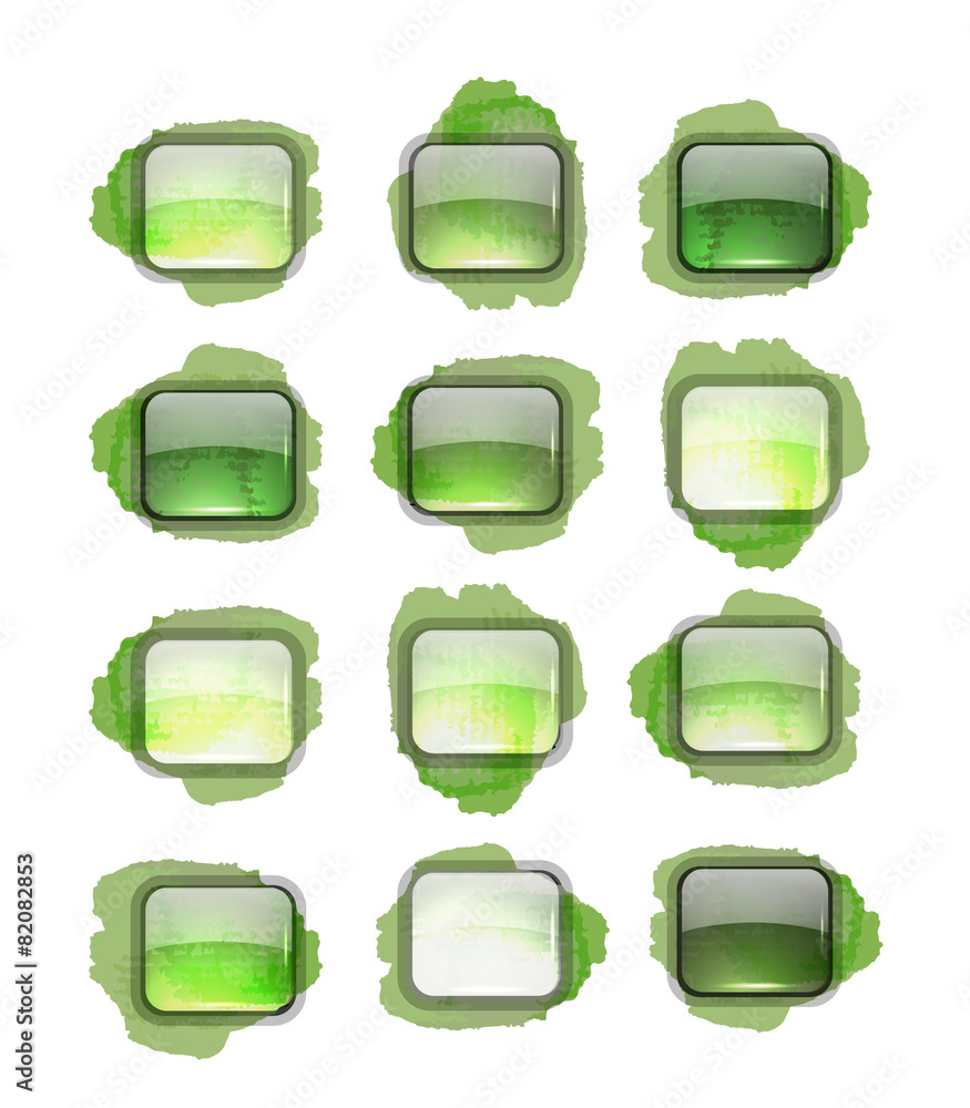 Poster set of glossy button icons for your design