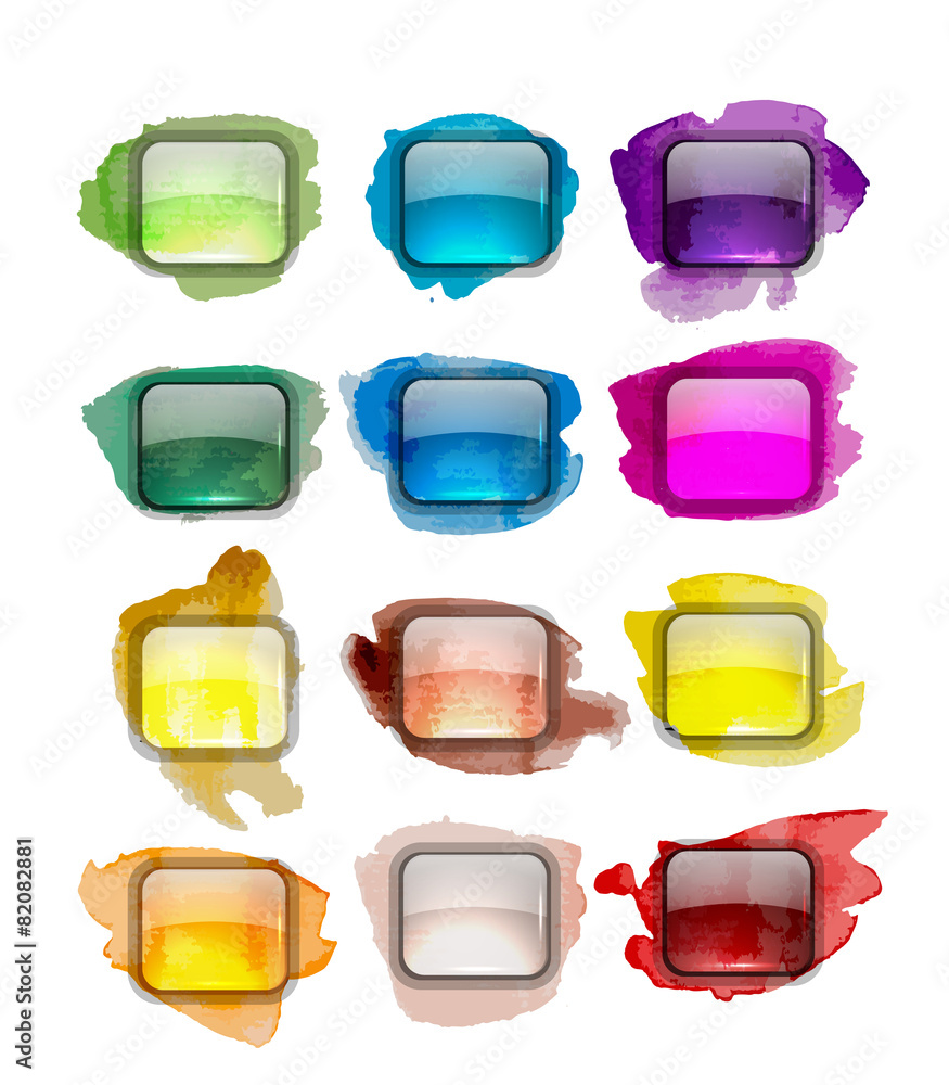Poster set of glossy button icons for your design