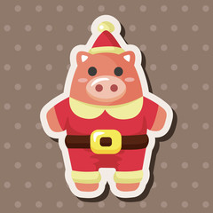 animal pig cartoon christmas style theme elements