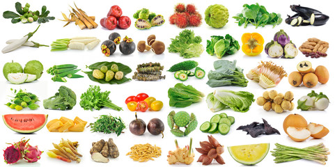 set of fruit and vegetable on white background