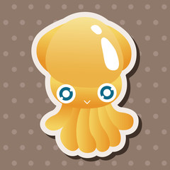sea animal squid cartoon theme elements