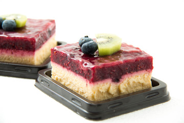 raspberry cheese cake  on white  background