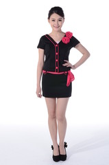 Fototapeta premium Active girl wear professional attire in front of a white backgro