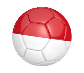 Fototapeta premium Soccer ball, or football, with the country flag of Indonesia