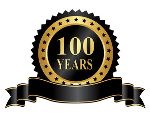 Elegant 100 years anniversary stamp with ribbon