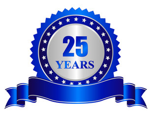 25 years anniversary seal stamp with banner