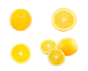 Pack of orange and orange slice isolate on white with work path