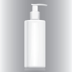 Bottle with white pump valve cream, gel, liquid, cosmetics.
