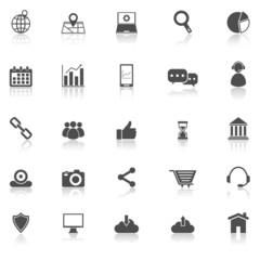 SEO icons with reflect on white background