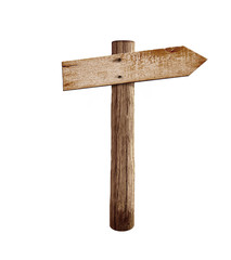 old wood right arrow road arrow sign isolated