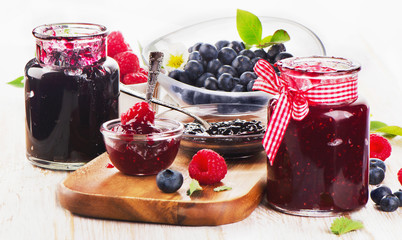 Jam with fresh berries