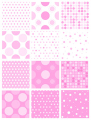 Pink polka pattern collection