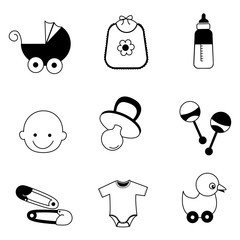 Baby icons isolated on white