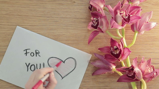 For you words written by hand on a card, time lapse