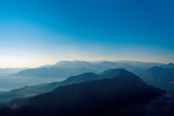 Balkan mountains on the sunset