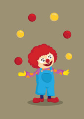Juggling Clown Vector Cartoon Character