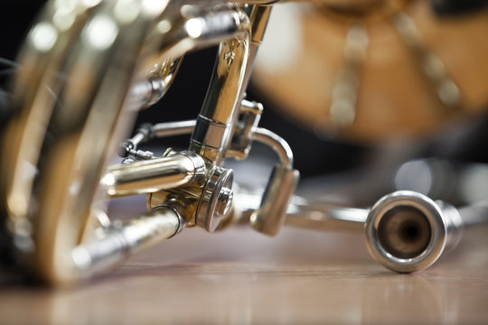 Fragment lying trombone closeup