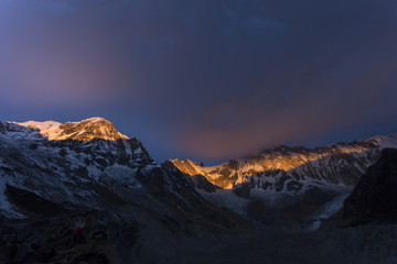 View of Annapurna I from Annapurna Base Camp Himalaya Mountains