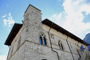 Fototapeta na wymiar Town Hall of the town of VENZONE in Northern Italy reconstructed