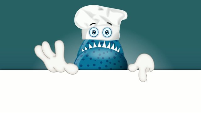 Funny monster cook cooking chef hat cartoon illustration childre