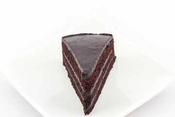 Chocolate cake slice.
