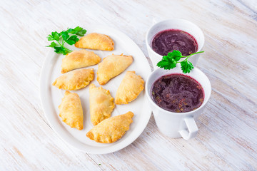 Borscht with dumplings