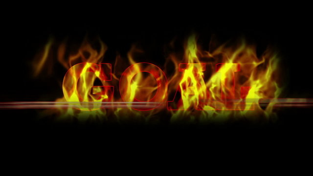 Fiery Goal Text, with Alpha Channel, Loop