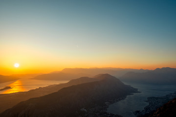 Balkan mountains on the sunset