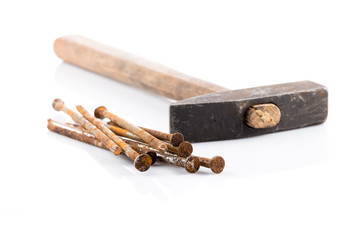 old hammer and nails
