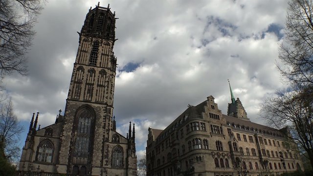 Timelapse Salvator church and City hall - Duisburg - Germany