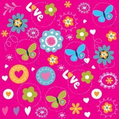 butterfly pattern flower garden background vector illustration