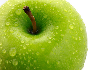 closeup isolated juicy green apple