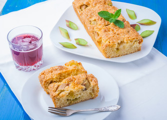 Fresh cake with rhubarb