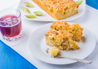 Fresh cake with rhubarb