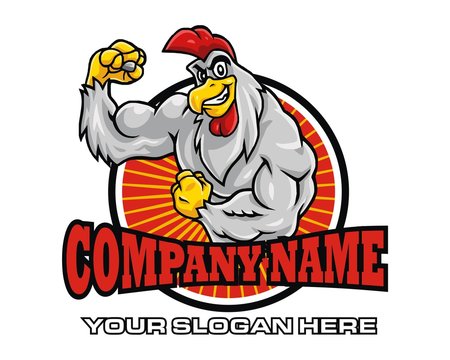 rooster muscle logo image vector