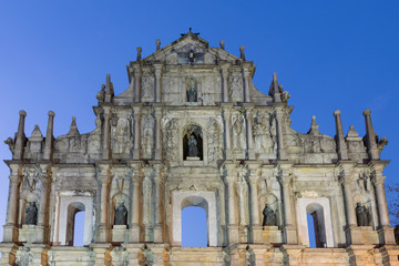 Fototapeta na wymiar The ruins of St Paul church in Macau