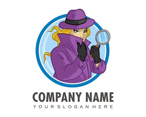 mysterious detective lady logo image vector