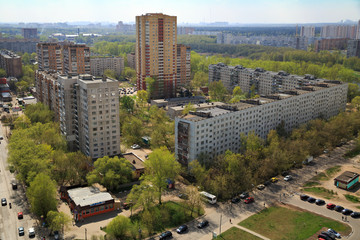 Top view of the city Balashikha in Moscow region, Russia.